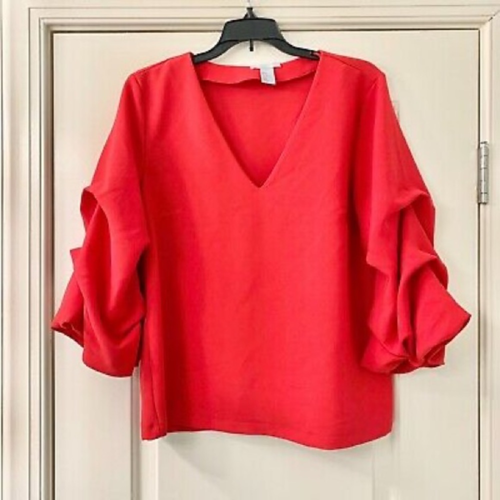 H&M V-neck balloon sleeve blouse